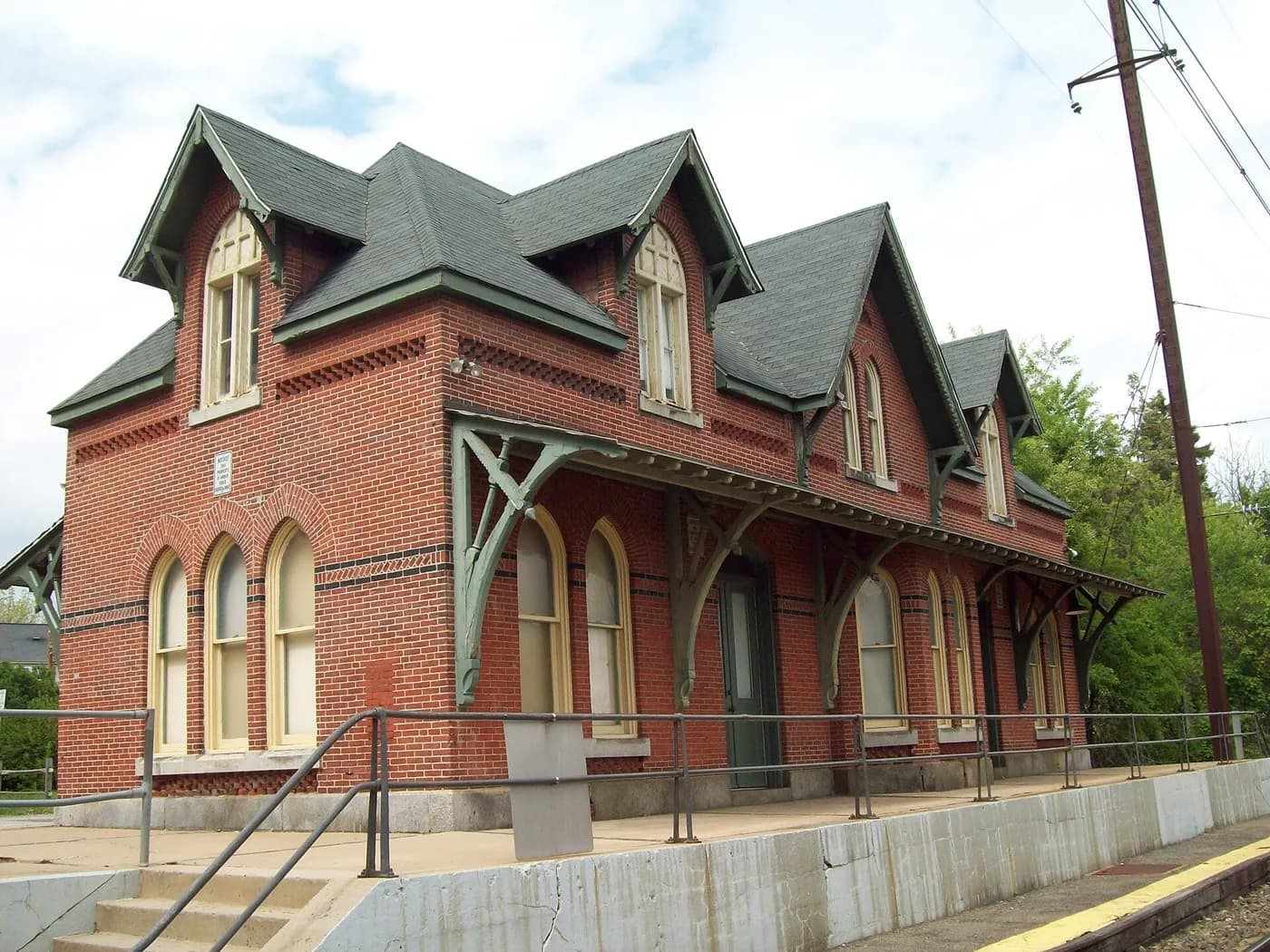 The historic railroad station in Newark, Delaware